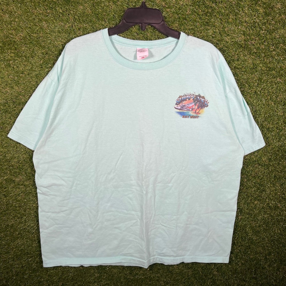 Anvil Sloppy Joes Key West Seaplane Graphic T-Shirt Mens 2X Mint Green